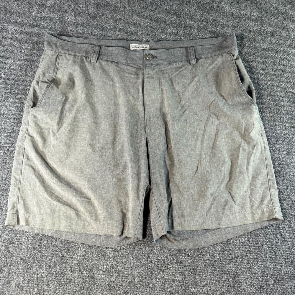 Peter Millar Mens Gray Heather Performance Golf Shorts Size 36 Stretch Inseam 9"